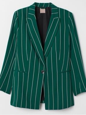 Green Pinstripe Blazer